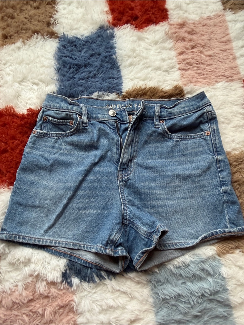 American Eagle Outfitters Light Blue High-Rise Denim Shorts